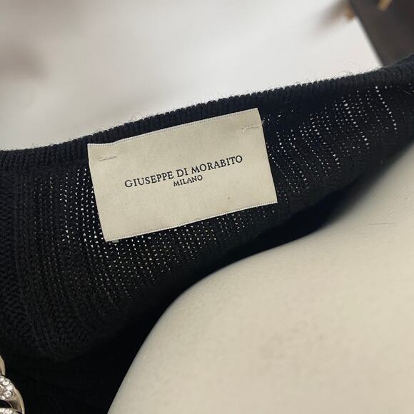 Giuseppe di Morabito Black Cold Shoulder Chain Sweater Top - Picture 6 of 8